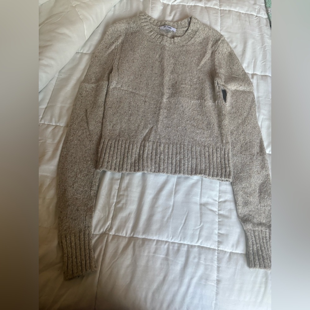 Re/Done Cream Crew Neck Sweater